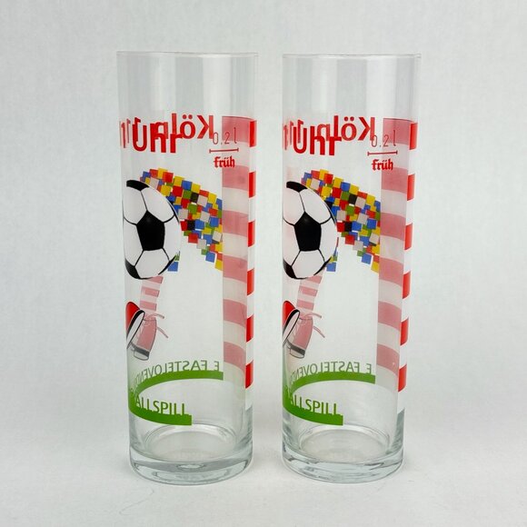 Koln Cologne Germany Festival Fastelovend Soccer Football Clown Glass Set of 2 - Picture 2 of 9